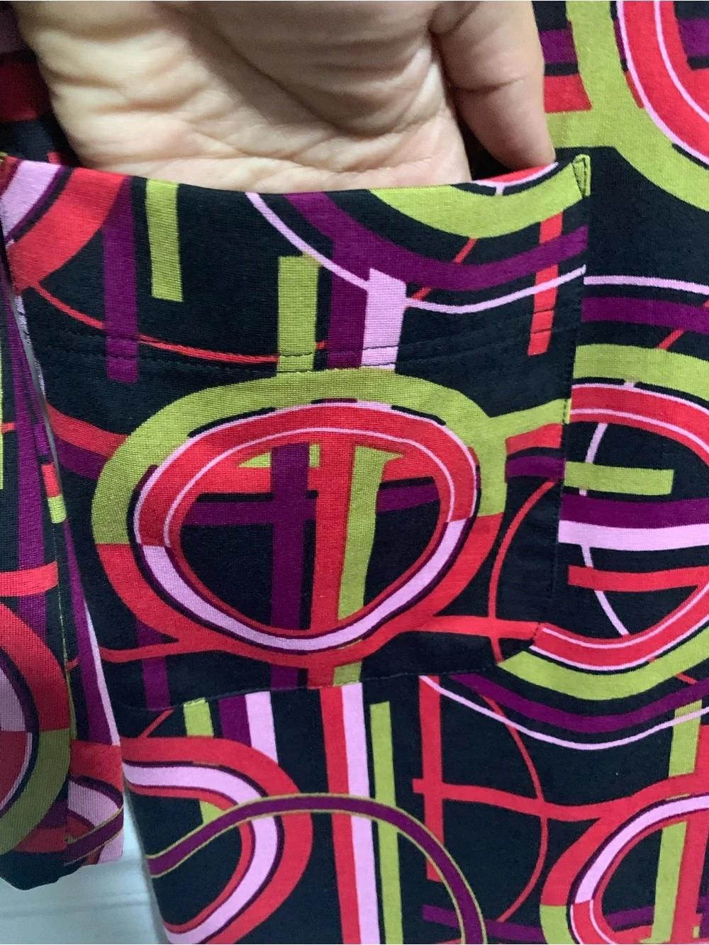 Vintage Lynn Ritchie Geometric Silk Blend Longline Blazer Jacket Size M Retro